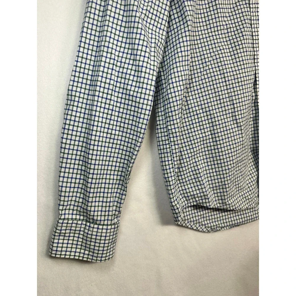 Ralph Lauren Boys Green Navy Blue Tattersall Check‎ Button Down Shirt L 14-16
